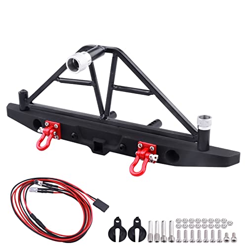Metal Rear Bumper Mounts Set w/Winch & 5mm LED White Lights for TRX-4 Axial SCX10 SCX10 II 90046 SCX10 III AXI03007 Redcat Gen 7 1/10 RC Crawler - style: Rear Bumper