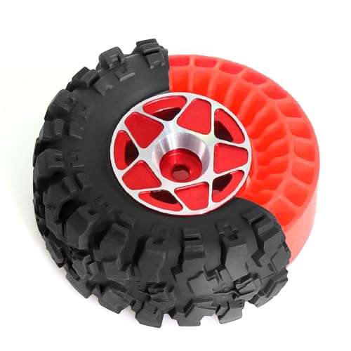 1.0 RC Silicone Rubber Insert Foam Fit 58-64mm 1/24 Crawler Wheels Tires Super Soft Waterproof 55 x 20mm for 1:24 1:18 Crawler Car Traxxas TRX4M SCX24 FCX24 AX24 Upgrades 4PCS (Red) - color: Red