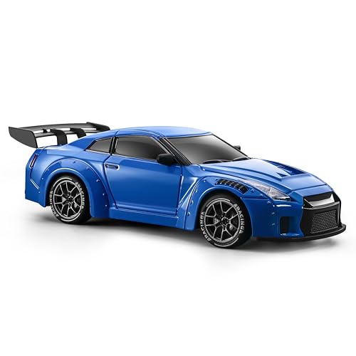 RC Drift Car Pro Upgraded with Gyro, 1:24 Full Proportional Remote Control Car, 25KM/H 4WD High Speed RC Cars with Lights, Extra Racing Tires, Vehicle for Adults Kids Boys Girls, Blue - color: Blue
