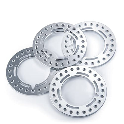 RCLIONS 4pcs Aluminum 2.2inch RC Beadlock Wheel Rim Replacement Ring for 1/10 RC Crawler Car 2.2" Wheels (Silver) - color: Silver