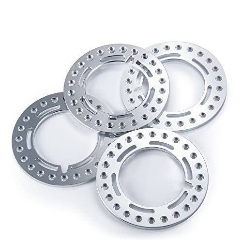 RCLIONS 4pcs Aluminum 2.2inch RC Beadlock Wheel Rim Replacement Ring for 1/10 RC Crawler Car 2.2" Wheels (Silver) - color: Silver