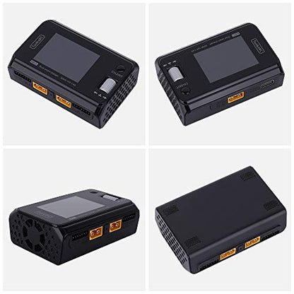 ToolkitRC M6D 15A x 2 DC Dual-Channel Output 1-6s Charger Discharger and ADP100 100w 20v 5A Power Supply Unit Set Sell, Black