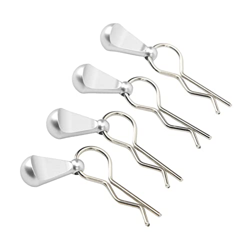 RC Car Body Clips with Pull Tabs Durable Stainless Steel and Aluminum Alloy Upgrade Parts for 1/8 and 1/10 Remote Control Cars 4Pcs Silver 34x12mm (Silver) - color: Silver