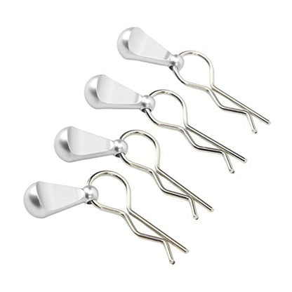 RC Car Body Clips with Pull Tabs Durable Stainless Steel and Aluminum Alloy Upgrade Parts for 1/8 and 1/10 Remote Control Cars 4Pcs Silver 34x12mm (Silver) - color: Silver