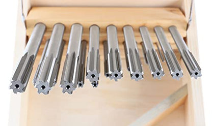 Accusize Industrial Tools 1-13 mm by 0.5 mm High-speed Steel Chucking Reamer Set in a Fitted Case, Set of 25 Pieces, 5500-SB00 | 25 Pc Set in Fitted Case, Straight Shank, Straight Flute, +0.0001 to +0.0005 in Tolerance, 5500-SB00