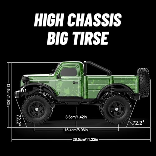 1:18 Scale All Terrain Remote Control Car, 2.4 GHz 4WD RC Rock Crawler with LED Lights, 12KPH Off-Road Pickup Truck Vehicle Toys RTR Gift for Adults - color: Gray, size: 1 Battery