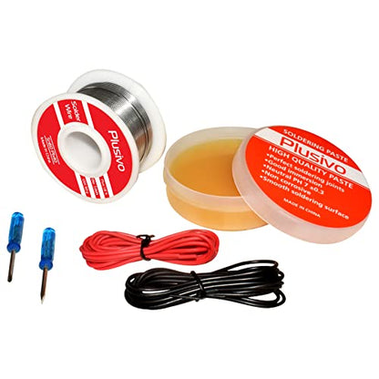 60-40 Tin Lead Rosin Core Solder Wire (1mm, 50g) and Rosin Paste Flux Kit for PCB Electrical Soldering and DIY Electronics Repair Hobby from Plusivo