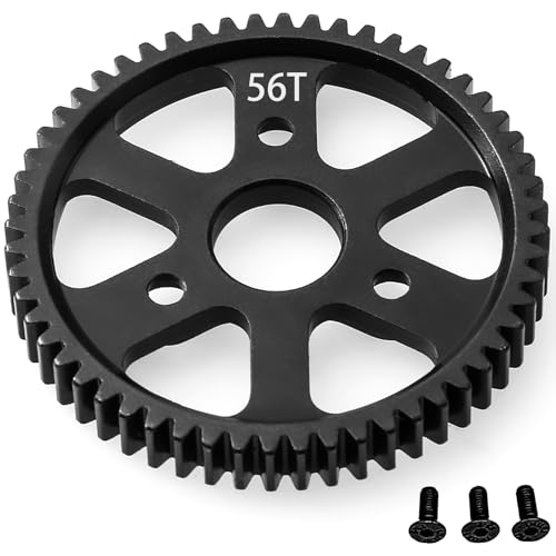 32P Spur Gear, 56T 0.8 Metric Pitch, Compatible with 32P, Hardened Steel 56 Tooth 0.8M Spur Main Gear for 1/10 TRAXXAS Ford Rustler Slash Stampede 4X4 Summit T-Maxx E-REVO Jato Arrma, Replace #3957 - size: M0.8-Spur Gear-56T