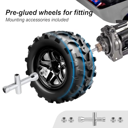 Hobbypark Pre-Glued RC Monster Truck Tires and Wheels for Arrma Granite Voltage MEGA 2WD 4X4 V3 3S BLX Brushless 1/10 Big Rock,Set of 4…