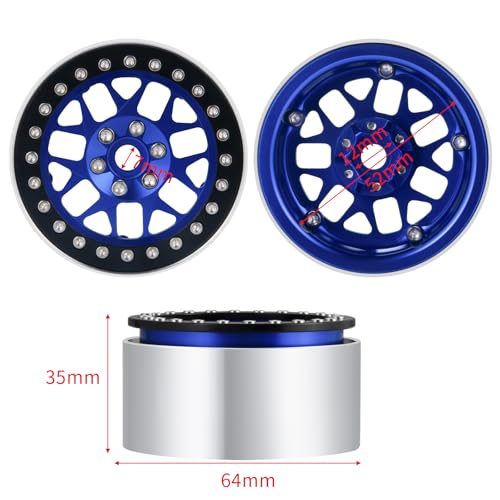 4PCS Aluminum 2.2 Beadlock Wheels Rim for 1/10 Axial SCX10 II III Wraith RR10 TRX4 RC Rock Crawler Car Upgrade Parts