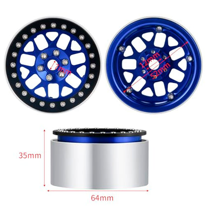 4PCS Aluminum 2.2 Beadlock Wheels Rim for 1/10 Axial SCX10 II III Wraith RR10 TRX4 RC Rock Crawler Car Upgrade Parts