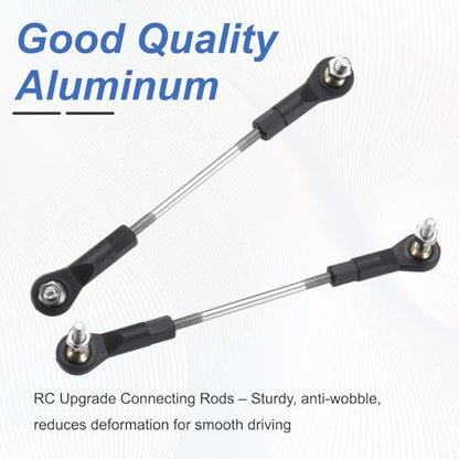 MECCANIXITY 4Pcs Adjustable Turnbuckles Camber Link, 74-84mm Turnbuckle Rod Steering Servo Linkage with M3 Ball Head Rod Ends for RC Car Replace Parts - size: 74-84mm