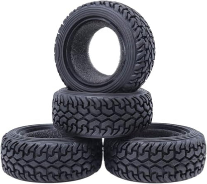 4PCS 75mm Rubber Tires and 6Spokes Plastic Wheel Rims Tyre for 1/10 RC On-Road Drift Racing Car 1:14 1:16 Rally Car for Tamiya Kyosho HPI HSP TT02 Upgrades Parts (Blue) - color: Blue