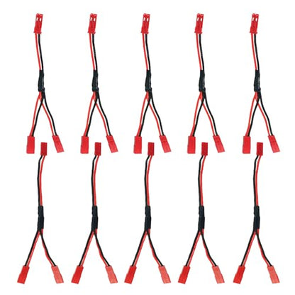 10pcs JST Plug Splitter Cable 1 JST Male Female to 2 JST Female Y Parallel Cable Harness Wire Compatible with Traxxas Cooling Fan ESC Battery Motor Roof Led Lights