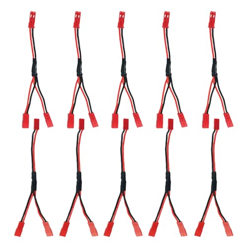 10pcs JST Plug Splitter Cable 1 JST Male Female to 2 JST Female Y Parallel Cable Harness Wire Compatible with Traxxas Cooling Fan ESC Battery Motor Roof Led Lights