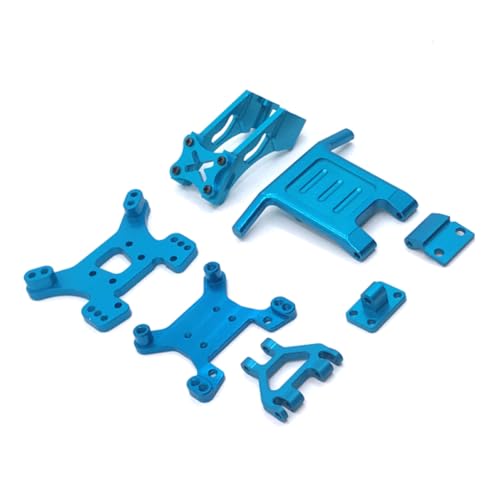 Metal Suspension Frame Bumper and Tail Wing for 1/14 1/12 Scale RC Car Compatible with 144010 144001 124017 Series(Blue) - color: Blue