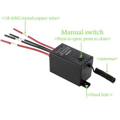 Mini Wireless Switch 12V, 3 Way Remote Switch DC 5V/12V/24V/48V/10A Relay | Wireless Light Switch with 328FT Long Range for Motor, LED Light, Wireless Security Alarm. - size: 5V-48V 3way remote switch-10A Relay