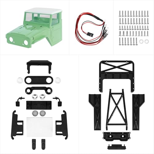 INJORA IR40-24 Half Truck Hard Body with Cage for 1/24 SCX24 (Muted Green) - color: Muted Green