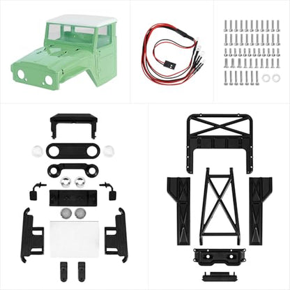 INJORA IR40-24 Half Truck Hard Body with Cage for 1/24 SCX24 (Muted Green) - color: Muted Green
