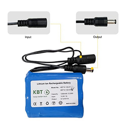 KBT 12V 1200mAh Rechargeable Li-ion Battery, 12 Volt DC5521 Male Connector, Replacement Battery Pack with Charger Compatible for 12V Devices RC Car, Boat, Robot, DIY, LED Light Strip, CCTV Camera - style: 1.2Ah DC5521 plug