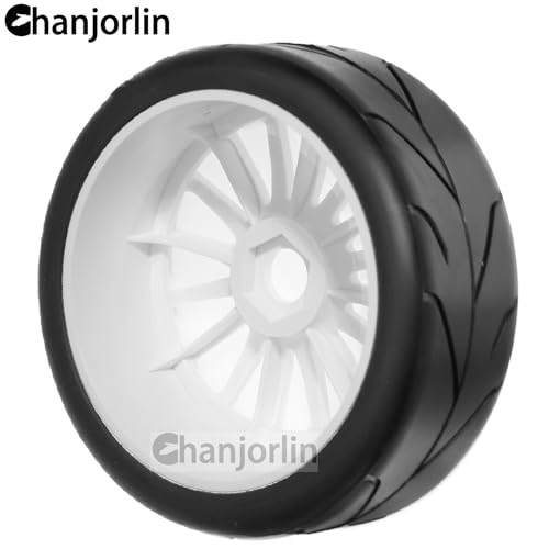 1/8 1/7 RC On Road Racing Rubber Tires OD 4.05" & Hard Plastic Street Wheels 17mm Hex for 1:8 1:7 Touring Rally Drift Car Tamiya HPI WR8 HSP ARRMA KM WRC C3 Kyosho GT2 Upgrade Part 4PCS