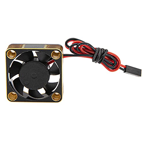 ShareGoo Alloy Brushless Motor ESC Cooling Fan Heatsink 28000RPM 30x30mm JST Plug for 1/8 1/10 1/12 RC Car 540 550 Brushless Motor,3010 (Black-Gold) - color: Black-Gold