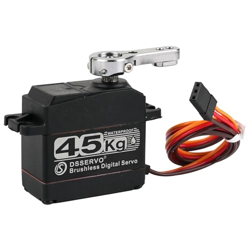 45KG High Speed Brushless Servo, Double Bearing Motors,High Torque Metal Stainless Steel Gear, IP67 Waterproof Digital Servo for 1/8 1/10 Scale RC Robotic DIY(45KG 180 Degree) - style: 45KG 180 Degree