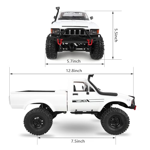 ARRIS WPL C24-1 1/16 RC Rock Crawler 4WD Pickup Truck RTR | Realistic Trail Body, Full Proportional Steering, Upgrade Platform, All Terrain Fun - style: WPL C24-1 White