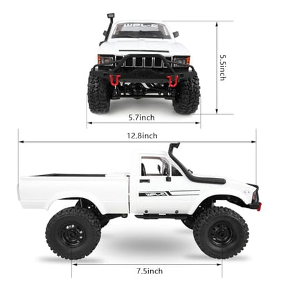 ARRIS WPL C24-1 1/16 RC Rock Crawler 4WD Pickup Truck RTR | Realistic Trail Body, Full Proportional Steering, Upgrade Platform, All Terrain Fun - style: WPL C24-1 White