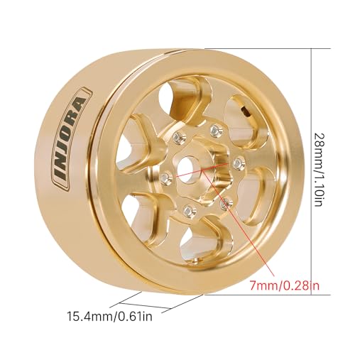 INJORA 1.0 Brass Beadlock Wheel -4.7mm Offset Rim for 1/24 1/18 RC Crawler SCX24 FCX24 TRX4M Ascent18 Upgrade(W1011)