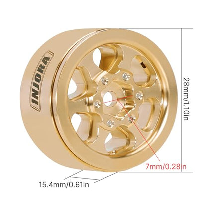 INJORA 1.0 Brass Beadlock Wheel -4.7mm Offset Rim for 1/24 1/18 RC Crawler SCX24 FCX24 TRX4M Ascent18 Upgrade(W1011)