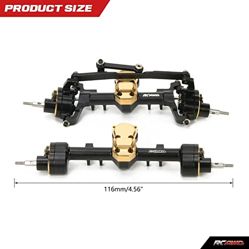 RCAWD Front Rear Portal Axle Set for Axial SCX24 Wrangler Bronco Gladiator C10 Deadbolt Crawlers Upgrade Parts (Black) - color: Black