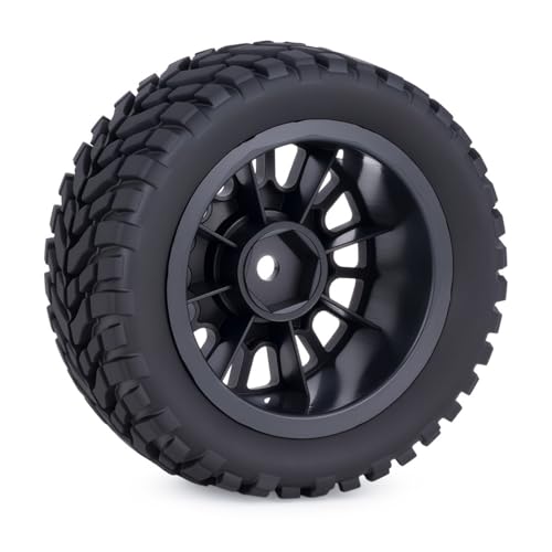 4PCS RC Rally Car Tyres 12mm Hex Hub Wheel Rims Tires NOT Pre-Glued for 1/16 1/14 1/12 1/10 Scale Off Road Buggy On-Road Touring Car Upgrade Parts (Black) - color: Black