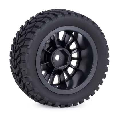 4PCS RC Rally Car Tyres 12mm Hex Hub Wheel Rims Tires NOT Pre-Glued for 1/16 1/14 1/12 1/10 Scale Off Road Buggy On-Road Touring Car Upgrade Parts (Black) - color: Black