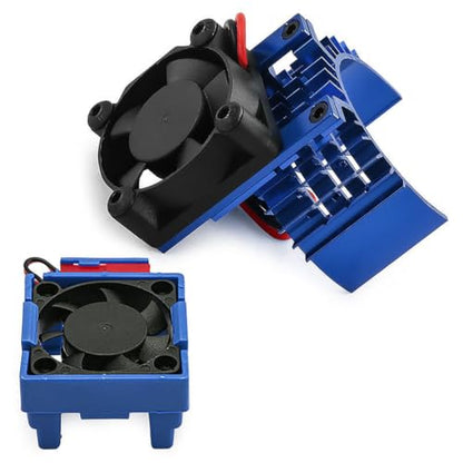 Aluminum Heatsink Plastic RC Motor ESC Cooling Fan Set 6-8.4V High RPM for TRAXXAS VXL-3S Slash/Rally/Bandit/Stampede 2WD 4WD RC Car (Blue) - color: Blue