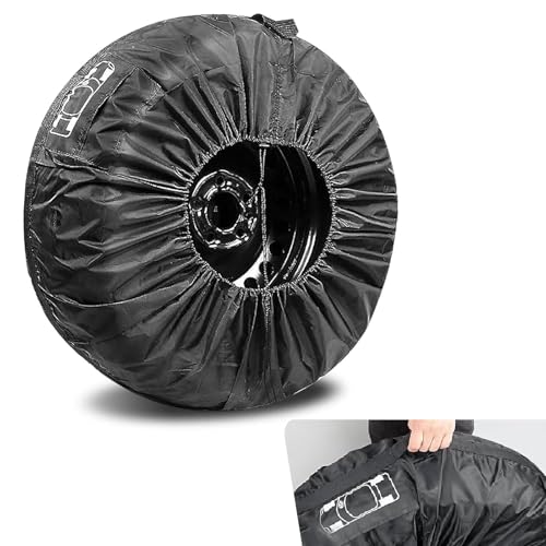 1 PC Spare Tire Cover, 190T Polyester Taffeta Spare Tire Protector with Pocket, 19"-23" Diameters Waterproof Wheel Storage Bag, Universal for Most Cars, Trucks, SUVs (Black #L) - size: 1 PC #L