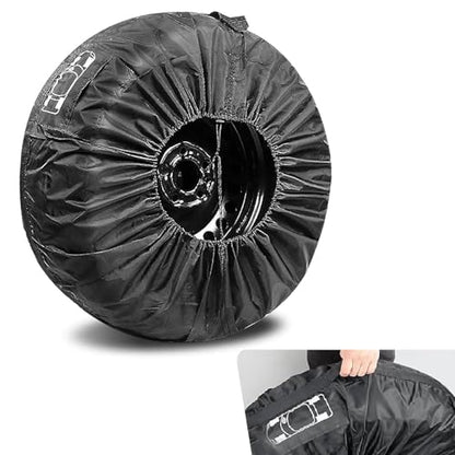 1 PC Spare Tire Cover, 190T Polyester Taffeta Spare Tire Protector with Pocket, 19"-23" Diameters Waterproof Wheel Storage Bag, Universal for Most Cars, Trucks, SUVs (Black #L) - size: 1 PC #L