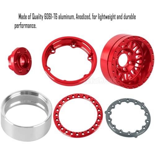 RC 1.9 Wheel Rims for 1/10 SCX10 SCX10 II 90046 SCX10 III AXI03007 SCX10 Pro TRX4 TRX6 Gen7/8 D90 VS4-10 MST CFX RC Crawler Car,4pcs Aluminum 1.9 Wheel Rims,Red - color: Red - (Rims)