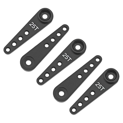 5Pcs ShareGoo 25T Servo Horn 37mm Metal 25 Teeth Extension Steering Arm Server Compatible with Futaba Savox Power HD HSP MG995 MG996 Servos for RC Car Truck (Black) - color: Black