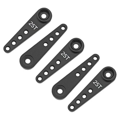 5Pcs ShareGoo 25T Servo Horn 37mm Metal 25 Teeth Extension Steering Arm Server Compatible with Futaba Savox Power HD HSP MG995 MG996 Servos for RC Car Truck (Black) - color: Black