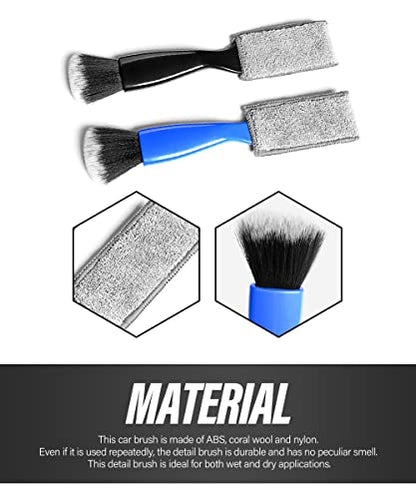 Universal 2 in 1 Duster for Car Clean,Car Bursh Tool,Double Head Brush,Auto Interior Detailing Brush,Soft Car Interior Detailing Brush Dust Brush (Blue) - color: Blue