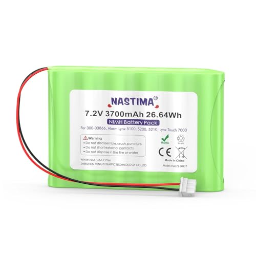 NASTIMA 7.2V NIMH Battery Compatible with Honeywell Alarm Lynx 5100, 5200 | 3700mAh battery replacement for Honeywell 5210, Lynx Touch 7000, Lyric Controller Lyric Keypad - size: White 3 Prong