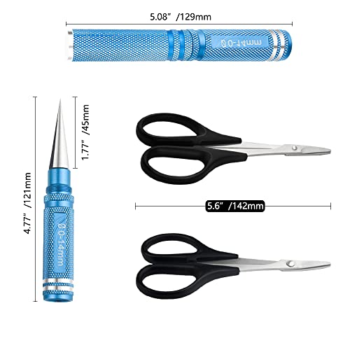 3Pack RC Body Reamer Hole Puncher with Curved and Straight Scissors RC Car Body Mounting Wide Body Kit for 0-14mm Hole Punching and Trimming (Round-Shell-Blue)