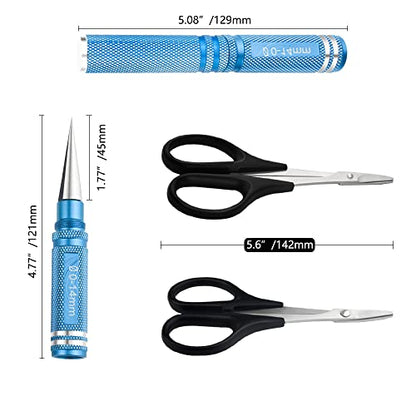 3Pack RC Body Reamer Hole Puncher with Curved and Straight Scissors RC Car Body Mounting Wide Body Kit for 0-14mm Hole Punching and Trimming (Round-Shell-Blue)