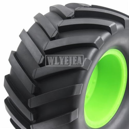 4PCS 1/8 Scale RC Monster Truck Rubber Tire w/17mm Hex Plastic Wheel Rim 173mm/91mm Rubber Rocks Tyres Set Fit for 1/8 Traxxas Sledge 95076-4 Arrma Kraton 6S Typhon 3S HSP HPI Redcat Kaiju - color: 1/8 Green