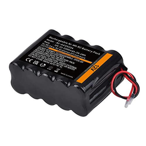 Tectra 12V RC Battery with Bare Leads, 2200mAh High Capacity Ni-MH Rechargeable Battery Pack for RC Models, DIY, Medical Equipments, LED Light Kit, Portable 12V DC Devices and More