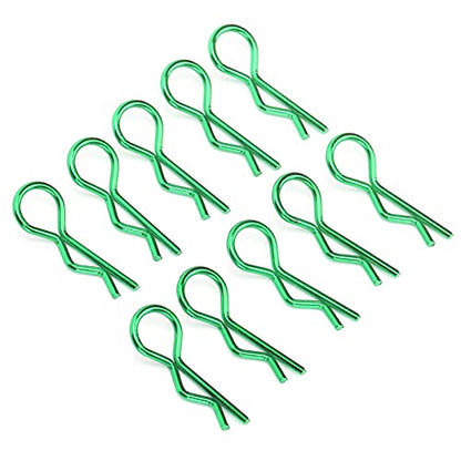 Qiilu Durable RC Body Clips for 1/5 1/6 /8 /10 RC Car - 10Pcs Metal Shell Clip Pins, Teardropshaped Pull Tabs (Green) - color: Green