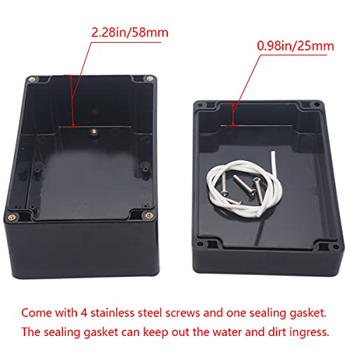 Project Box IP65 Waterproof Junction Box ABS Plastic Electrical Boxes DIY Electronic Project Case Power Enclosure 6.3x4.33x3.54 inch (160 x 110 x90 mm) - color: Black, size: 6.30"x4.33"x3.54"