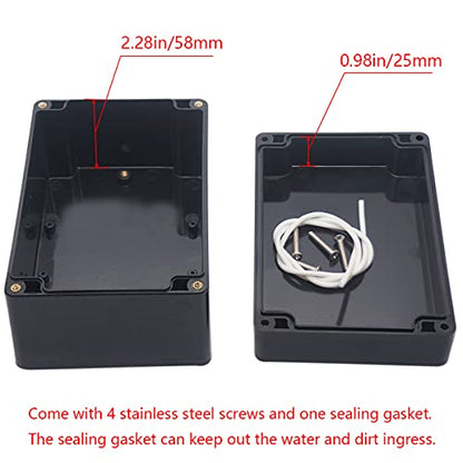 Project Box IP65 Waterproof Junction Box ABS Plastic Electrical Boxes DIY Electronic Project Case Power Enclosure 6.3x4.33x3.54 inch (160 x 110 x90 mm) - color: Black, size: 6.30"x4.33"x3.54"