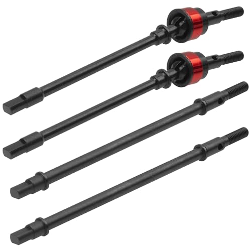 RC Front Rear Steel Drive Shaft CVD Dogbone Compatible with Axial SCX10 YQCQ-01 1/10 RC Crawler Car (Red) - color: Red